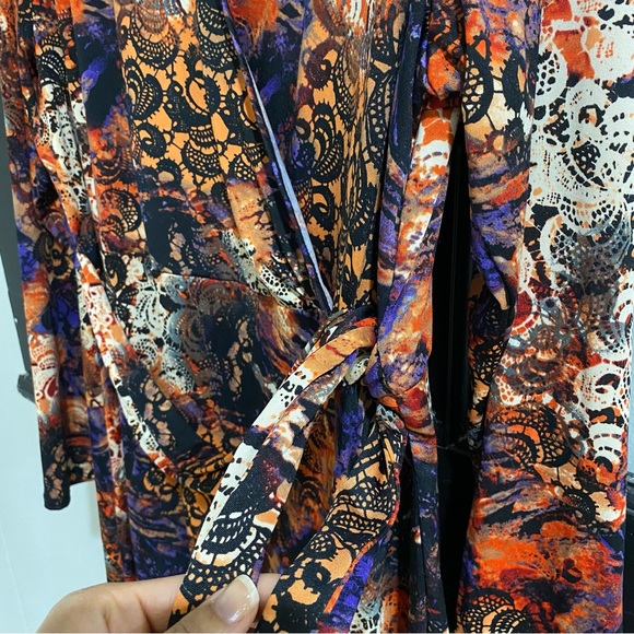 Maxi Faux Wrap Dress with Side Tie Hippie Indie Boho Hippster Plus Size 1X - Picture 9 of 15